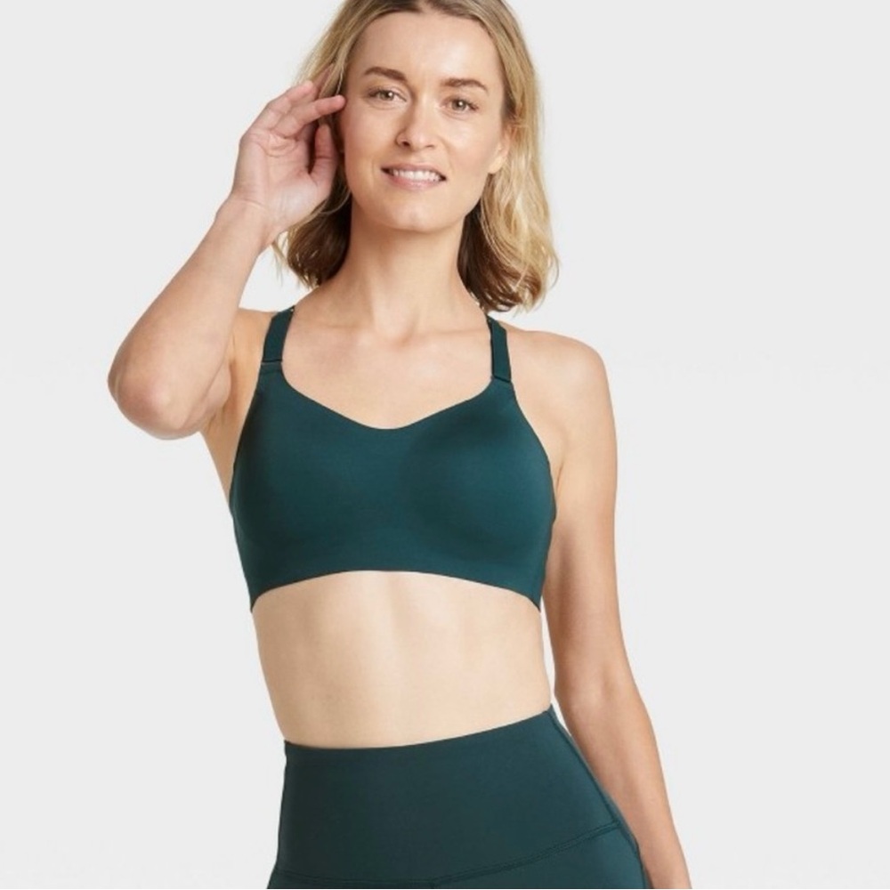 ALL IN MOTION: high support bonded sports bra in teal SIZE 1X